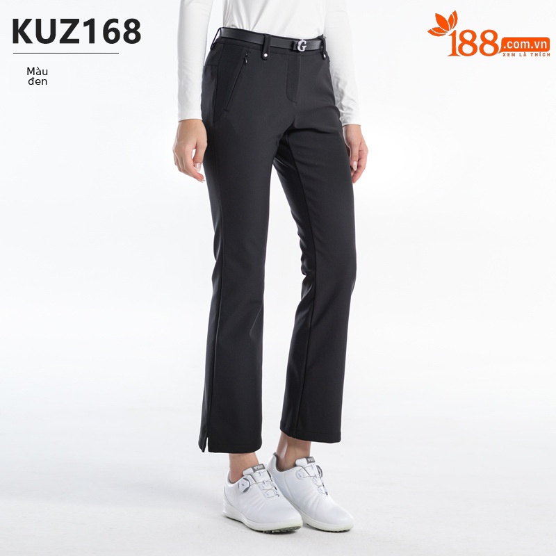 Quần thể thao golf nữ PGM ống nhỏ kiểu microflare, dây kéo ẩn, túi hông, xẻ tà gấu — KUZ168-Quần đen, KUZ168-Quần dài màu xanh nước biển, KUZ168-Quần kaki (lót nhung), KUZ168-Quần dài màu xanh nước biển (lót nhung)