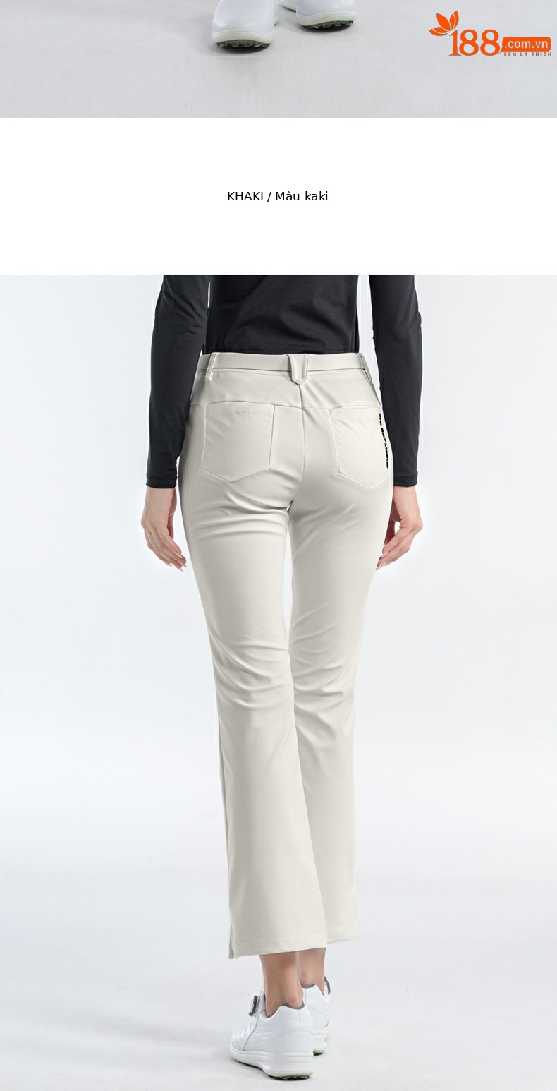 Quần thể thao golf nữ PGM ống nhỏ kiểu microflare, dây kéo ẩn, túi hông, xẻ tà gấu — KUZ168-Quần đen, KUZ168-Quần dài màu xanh nước biển, KUZ168-Quần kaki (lót nhung), KUZ168-Quần dài màu xanh nước biển (lót nhung) chi tiết 14