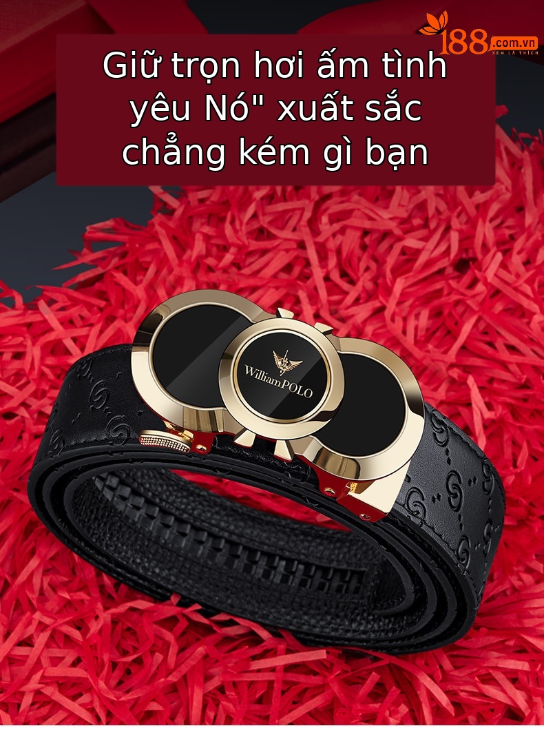 Thắt lưng da bò nam cao cấp Emperor Paul – da nổi vân, khóa kim loại thời trang — 120cm, 130cm, 110cm, 125cm chi tiết 3