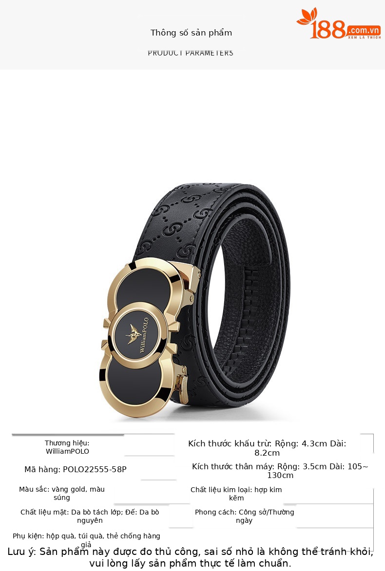 Thắt lưng da bò nam cao cấp Emperor Paul – da nổi vân, khóa kim loại thời trang — 120cm, 130cm, 110cm, 125cm chi tiết 11