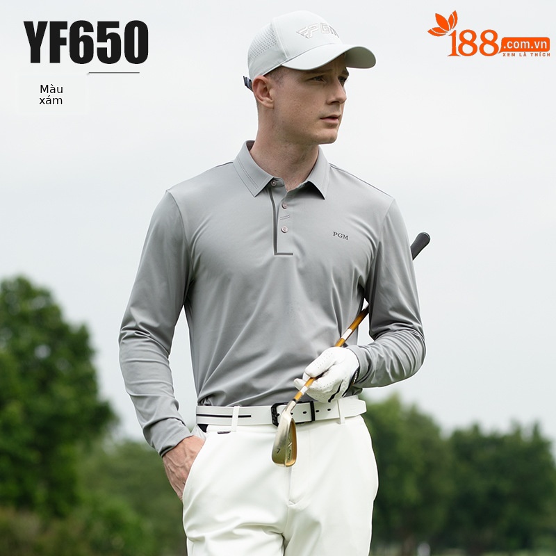 Áo polo nam dài tay PGM thu đông thoải mái — YF650-Màu xám, YF650-Trắng, YF650-Màu đen
