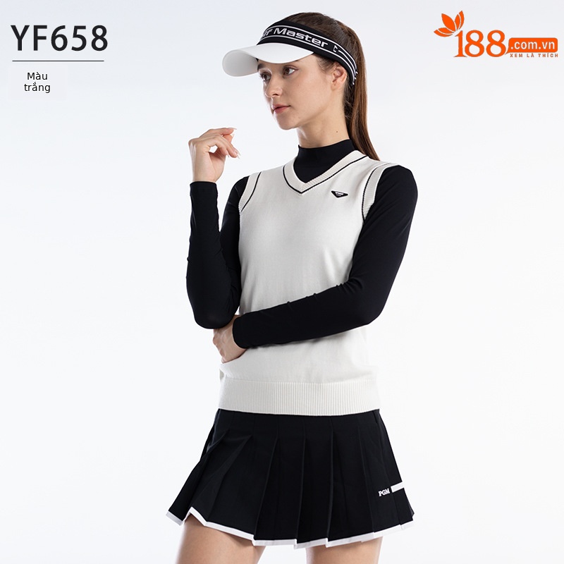 Áo vest len cổ chữ V nữ dệt kim cổ điển dễ phối — YF658-Trắng, YF658-Đen, YF658-màu hồng