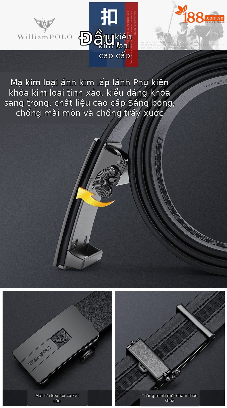 Thắt lưng da nam cao cấp da bò thật khóa tự động — 120cm, 130cm, 110cm, 125cm chi tiết 5