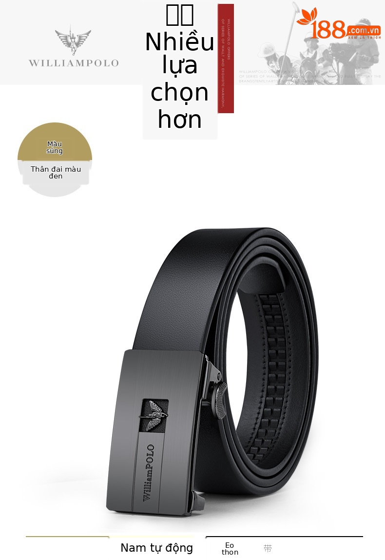 Thắt lưng da nam cao cấp da bò thật khóa tự động — 120cm, 130cm, 110cm, 125cm chi tiết 9
