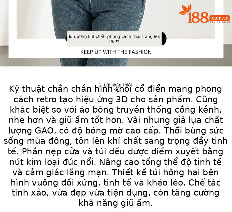 Áo khoác nhung nữ cổ tròn ngắn dày dặn kiểu Chanel chần ô vuông — Màu đen chi tiết 2