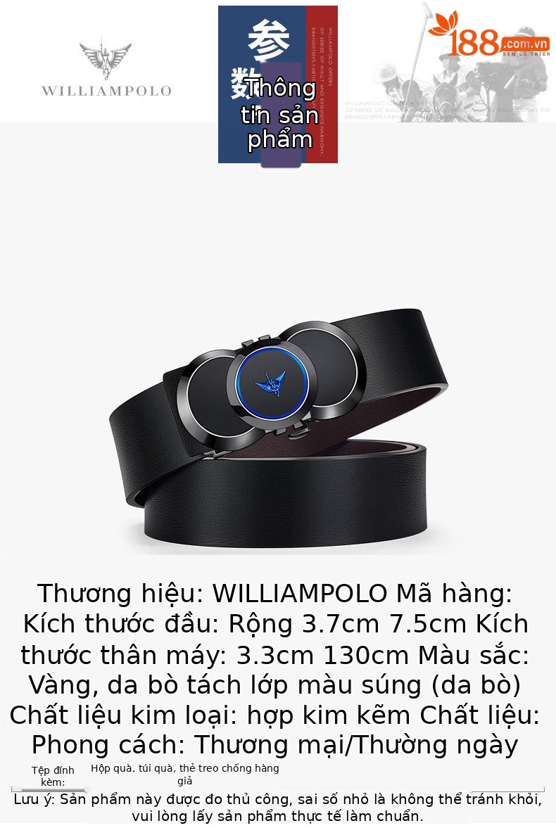 Thắt lưng nam khóa tự động Emperor Paul da bò hai lớp phong cách doanh nhân — 120cm, 130cm, 110cm, 125cm chi tiết 8