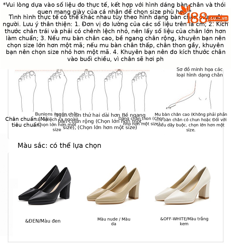 Giày cao gót nữ mũi nhọn đế bằng gót dày chống thấm nước — Màu đen chi tiết 1