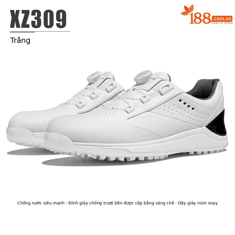 Giày golf nam PGM chống nước, khóa xoay, đế chống trượt — XZ309-Trắng, XZ309-Màu xám be