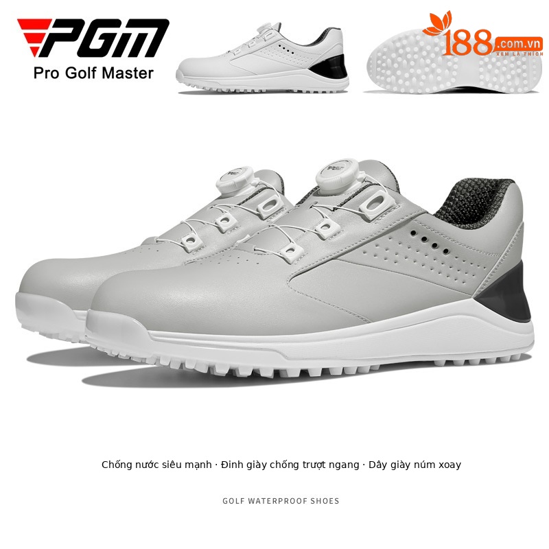Giày golf nam PGM chống nước, khóa xoay, đế chống trượt — XZ309-Trắng, XZ309-Màu xám be