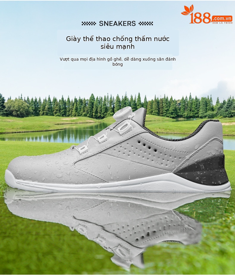 Giày golf nam PGM chống nước, khóa xoay, đế chống trượt — XZ309-Trắng, XZ309-Màu xám be chi tiết 5
