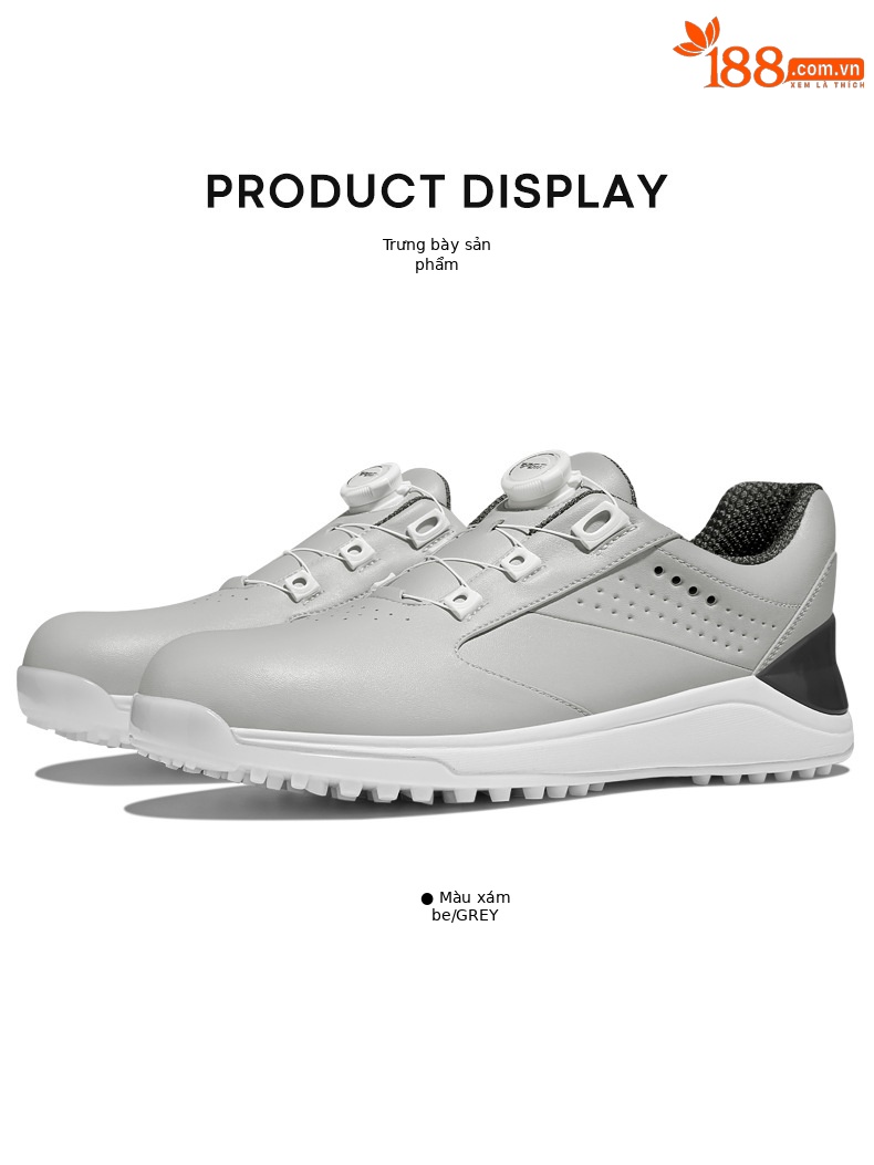 Giày golf nam PGM chống nước, khóa xoay, đế chống trượt — XZ309-Trắng, XZ309-Màu xám be chi tiết 12