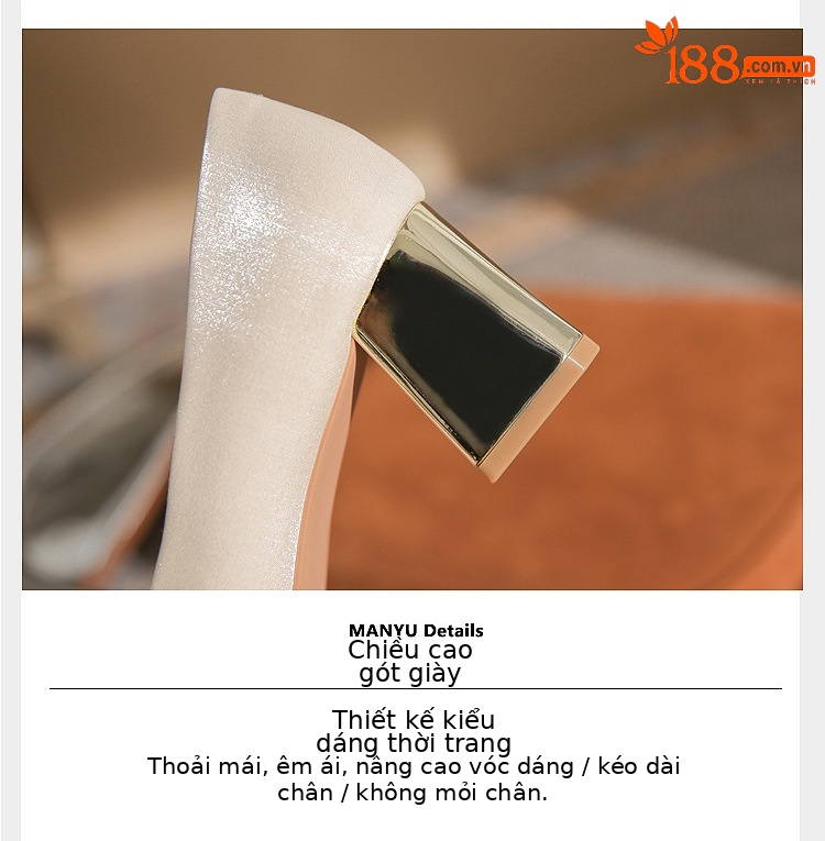 Giày cao gót mũi nhọn cô dâu gót thô không mỏi chân — Màu đỏ rượu chi tiết 6