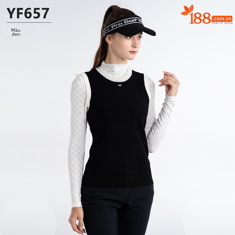 Áo vest len cổ tròn phối màu nữ PGM – giữ ấm mùa thu đông, dáng ôm nhẹ — YF657-Áo vest đen, YF657-Áo vest màu xám, YF657-Áo vest trắng, YF657-Áo vest kaki