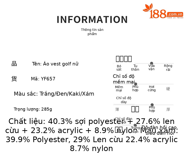 Áo vest len cổ tròn phối màu nữ PGM – giữ ấm mùa thu đông, dáng ôm nhẹ — YF657-Áo vest đen, YF657-Áo vest màu xám, YF657-Áo vest trắng, YF657-Áo vest kaki chi tiết 2