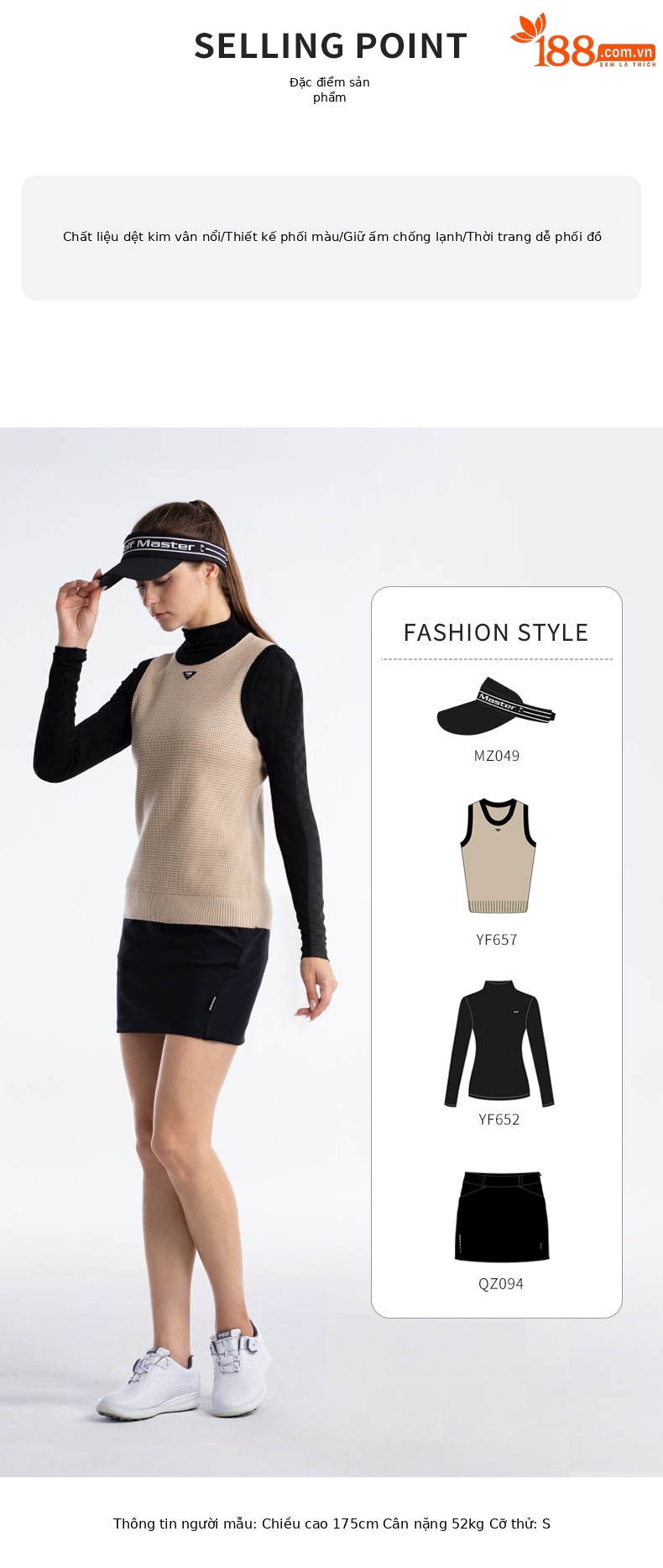 Áo vest len cổ tròn phối màu nữ PGM – giữ ấm mùa thu đông, dáng ôm nhẹ — YF657-Áo vest đen, YF657-Áo vest màu xám, YF657-Áo vest trắng, YF657-Áo vest kaki chi tiết 3