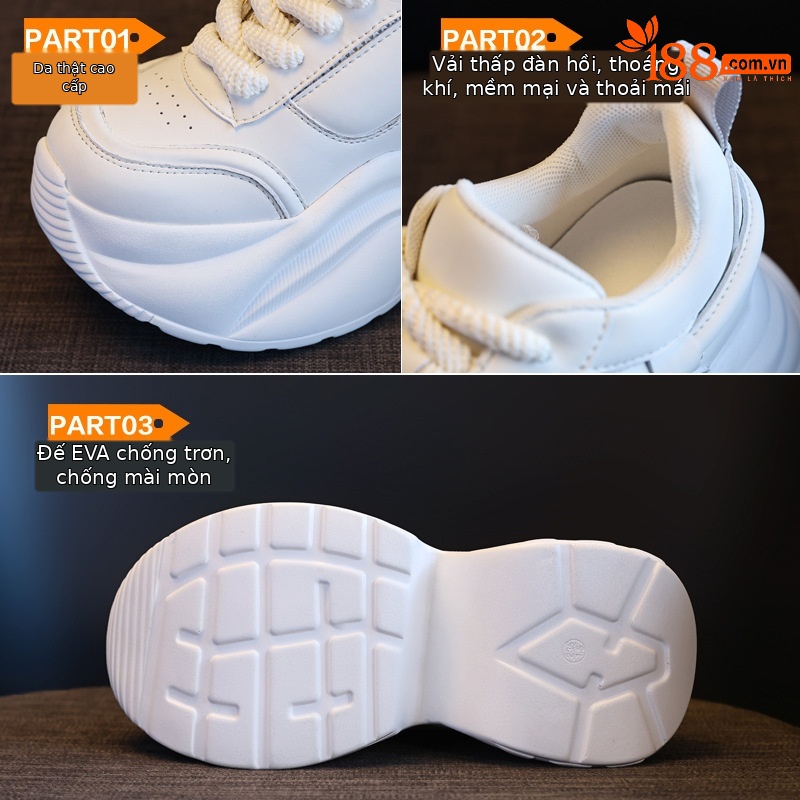 Giày sneaker nữ đế dày phối màu tăng chiều cao — Đen đỏ lót nhung