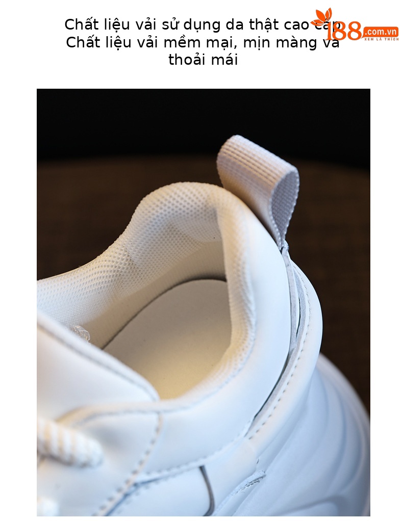 Giày sneaker nữ đế dày phối màu tăng chiều cao — Đen đỏ lót nhung chi tiết 8