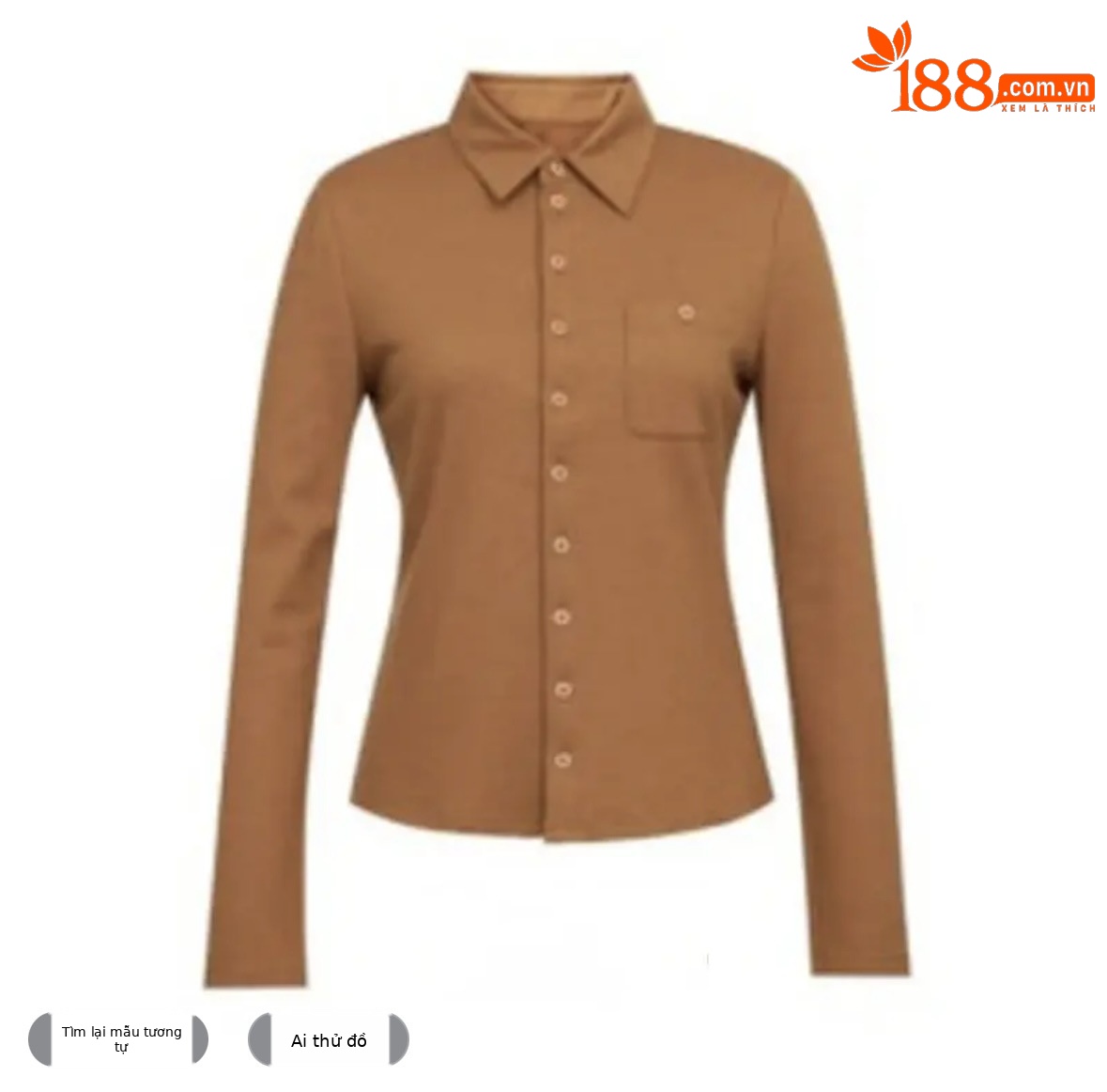 Áo sơ mi nữ dài tay cổ Polo chất modal mặc trong thu đông — Màu đen chi tiết 1