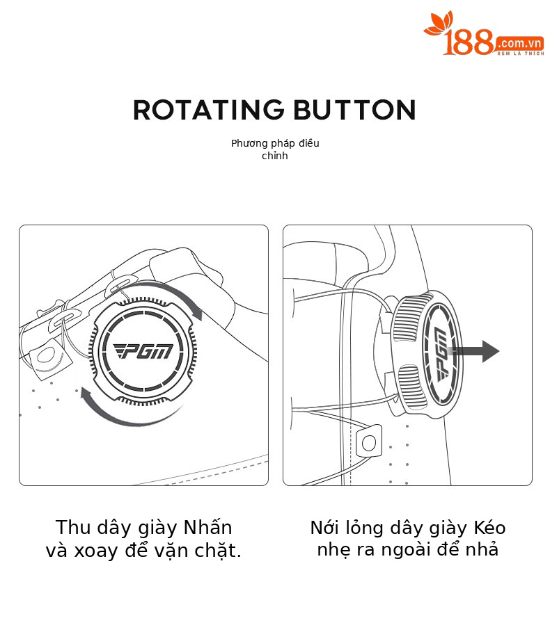 Giày golf nữ PGM Gradient chống thấm nước siêu sợi, đế chống trượt, nút xoay tiện lợi — XZ312-Trắng hồng chi tiết 6