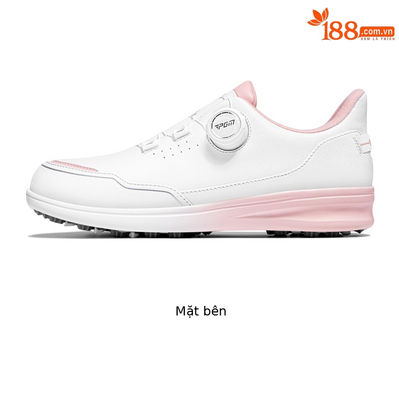 Giày golf nữ PGM Gradient chống thấm nước siêu sợi, đế chống trượt, nút xoay tiện lợi — XZ312-Trắng hồng chi tiết 13