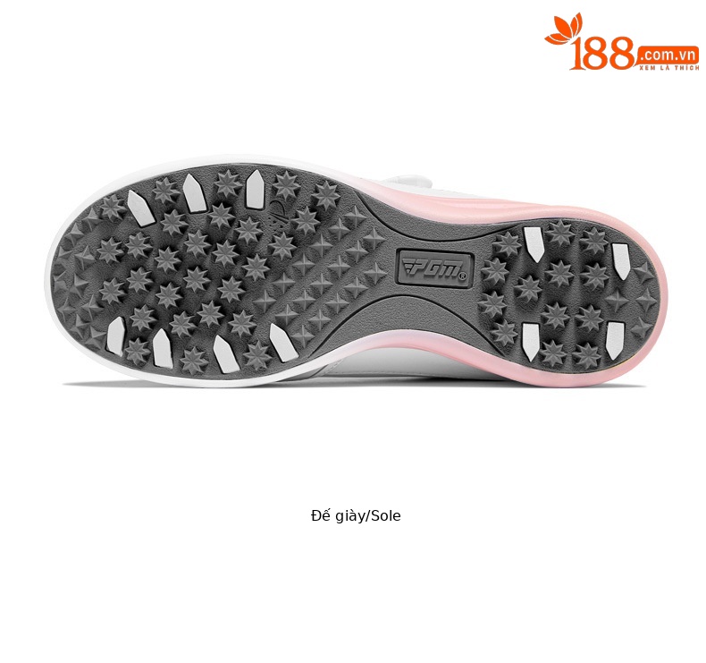 Giày golf nữ PGM Gradient chống thấm nước siêu sợi, đế chống trượt, nút xoay tiện lợi — XZ312-Trắng hồng chi tiết 14
