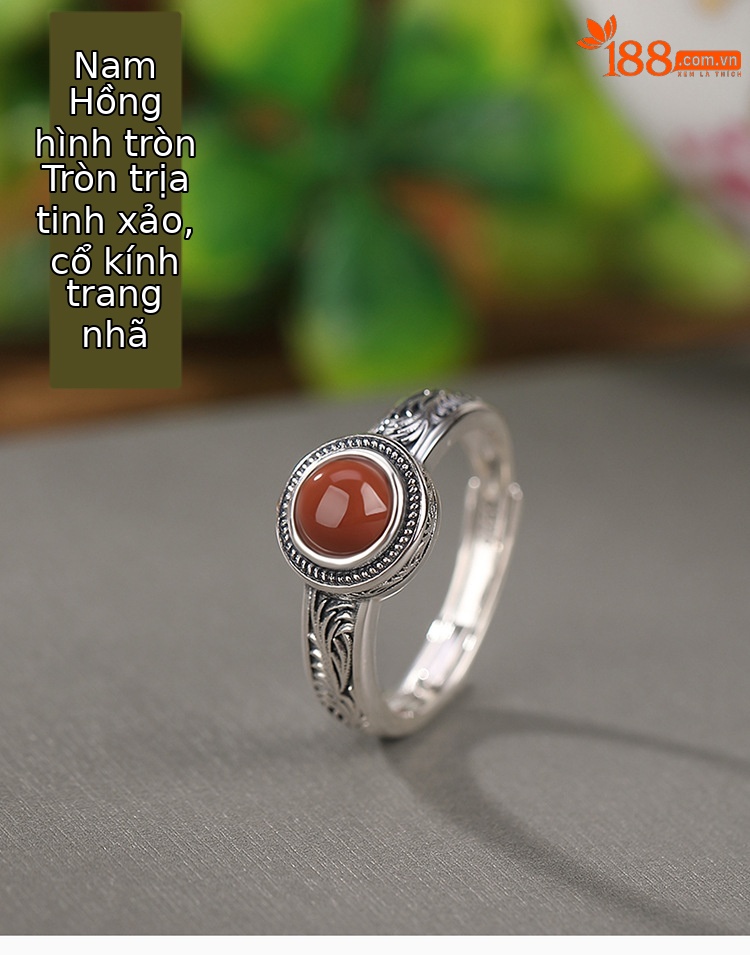 Nhẫn nữ bạc S925 hình hươu bạc Thái phong cách retro dân tộc, hở mũi — Mở một size chi tiết 1