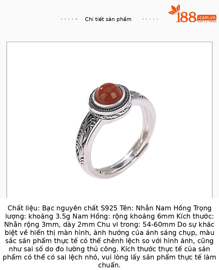 Nhẫn nữ bạc S925 hình hươu bạc Thái phong cách retro dân tộc, hở mũi — Mở một size chi tiết 2