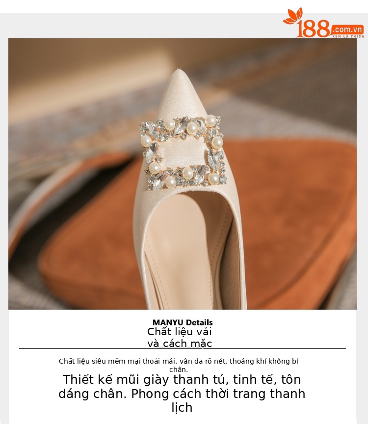 Giày cưới mũi nhọn gót thô cao 9 cm, miệng nông, phong cách cổ điển — Màu đỏ rượu chi tiết 4