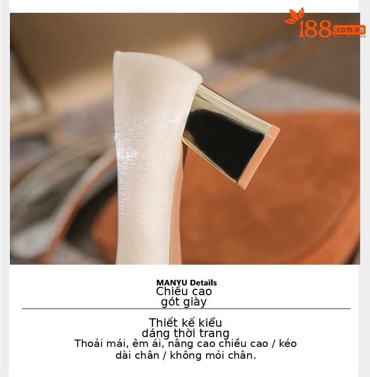 Giày cưới mũi nhọn gót thô cao 9 cm, miệng nông, phong cách cổ điển — Màu đỏ rượu chi tiết 6