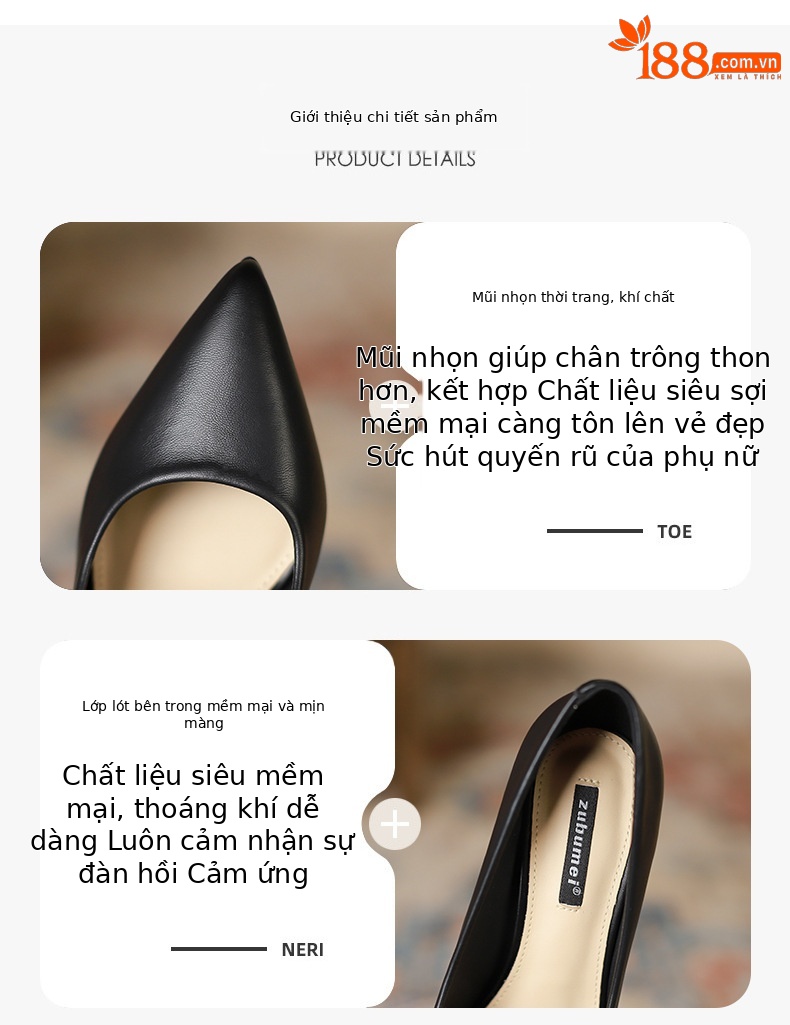 Giày cao gót nữ mũi nhọn đế platform chống nước — Màu đen chi tiết 1