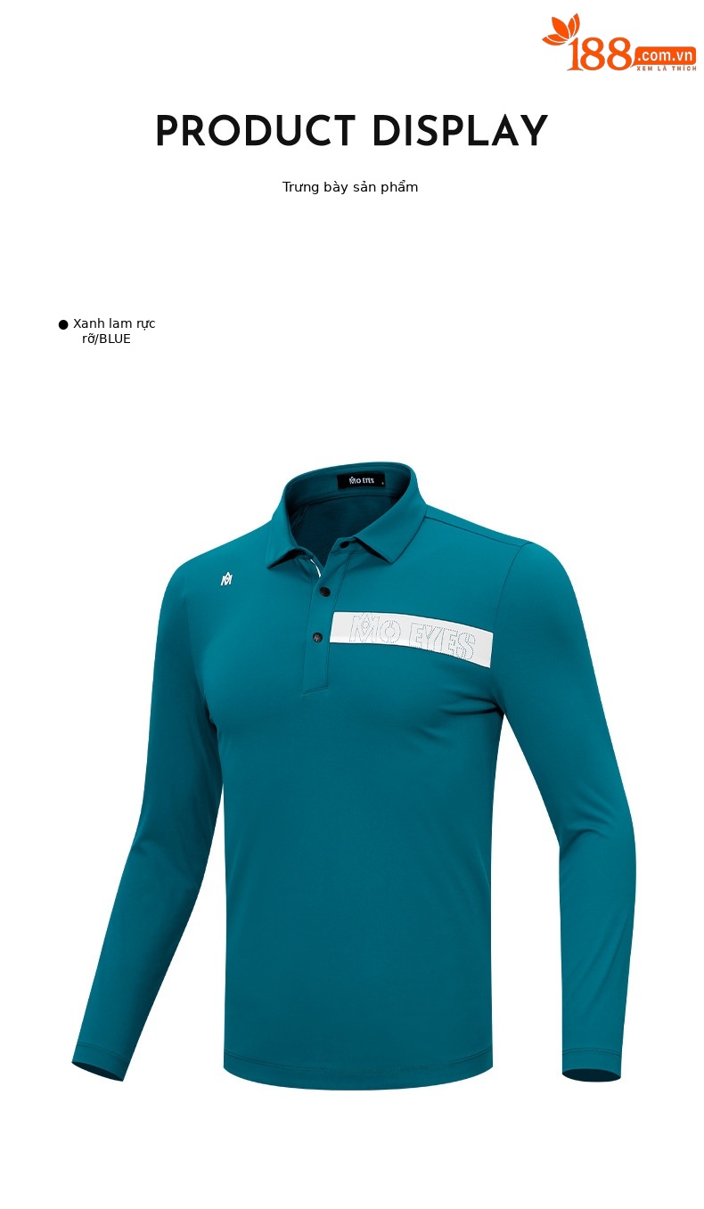 Áo polo thể thao golf Moeyes Magic Eye dài tay thu đông cho nam — M23YF016-màu xanh lam rực rỡ, M23YF016-màu trắng, M23YF016-Đen chi tiết 4