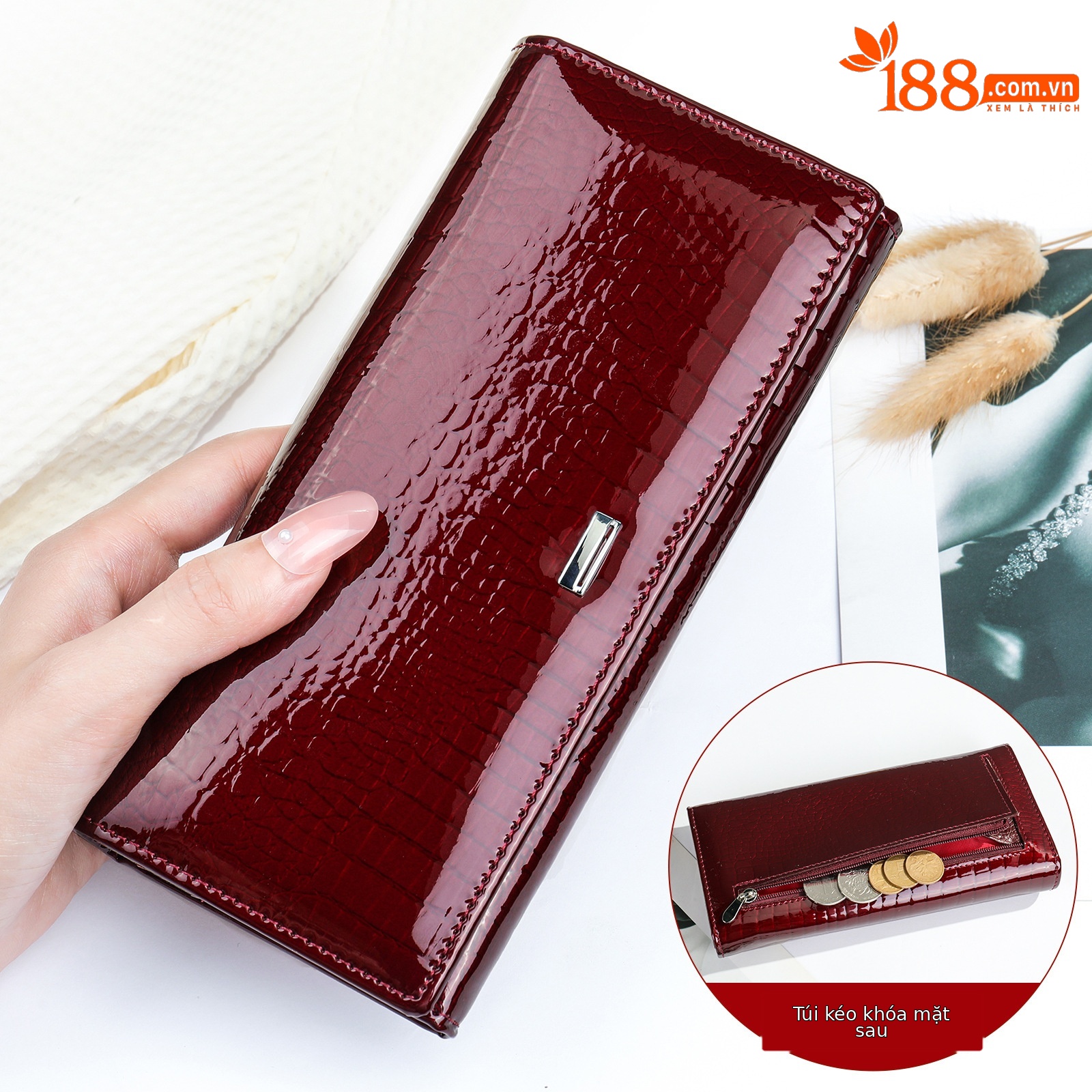 Ví nữ phổ biến OZON màu nâu sẫm 1070