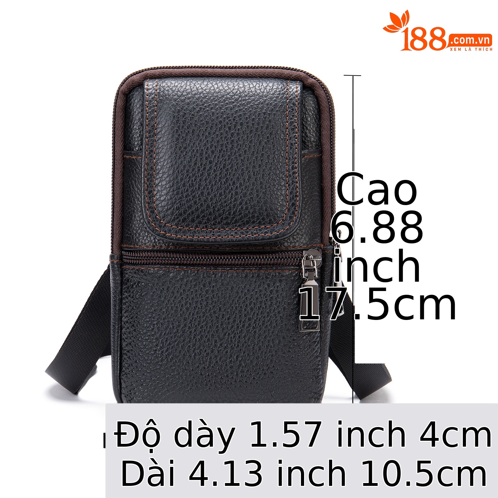 Túi đeo thắt lưng da thật nam NIUCUNZH đựng điện thoại đa năng, đeo vai đeo chéo tiện lợi — Màu đen, Cà phê, Màu nâu