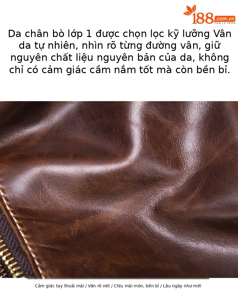 Túi đeo thắt lưng nam da bò retro sáp dầu phong cách Âu Mỹ chống trộm, đựng điện thoại và đồ cá nhân — Màu đen, Cà phê dầu chi tiết 11