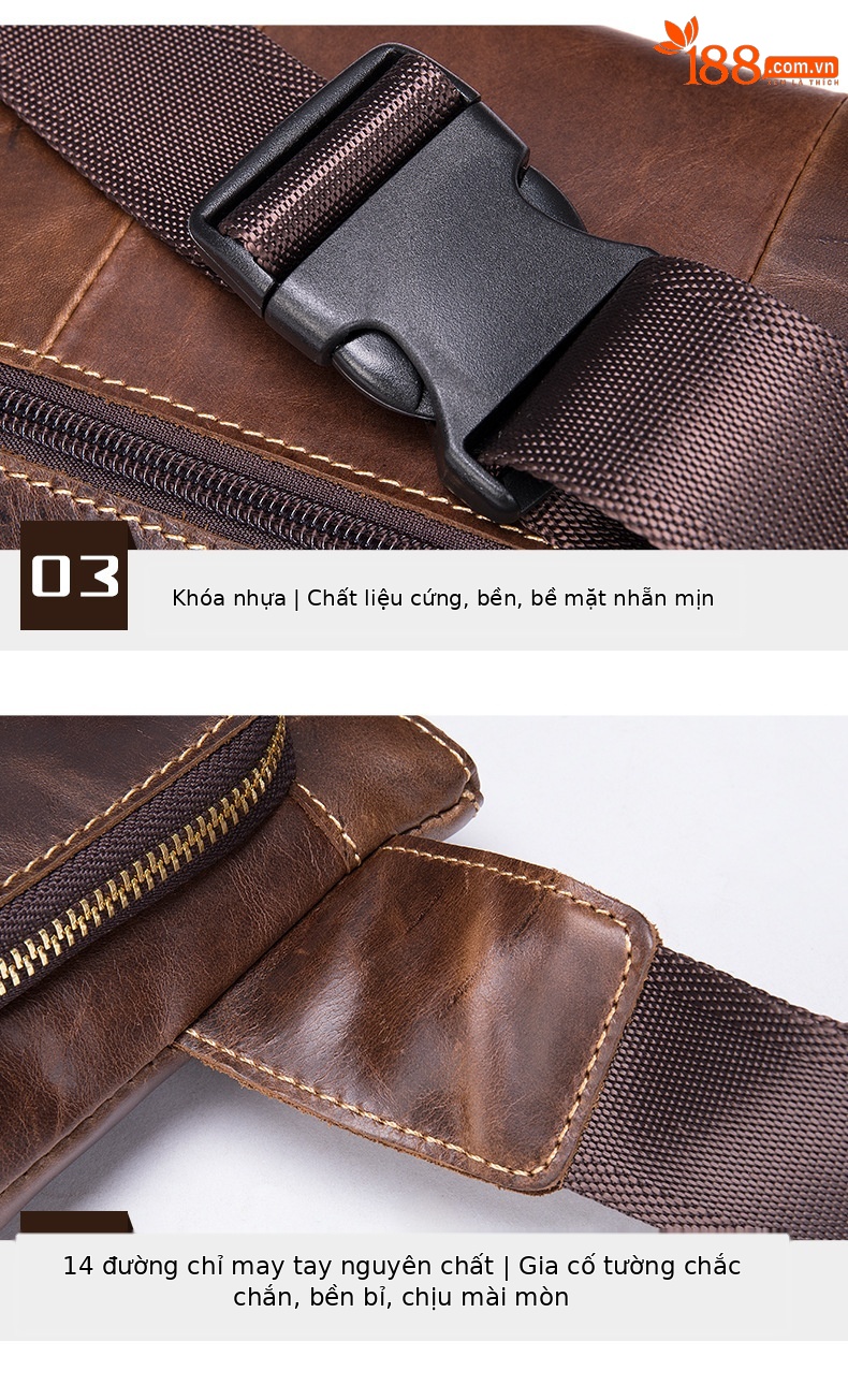 Túi đeo thắt lưng nam da bò retro sáp dầu phong cách Âu Mỹ chống trộm, đựng điện thoại và đồ cá nhân — Màu đen, Cà phê dầu chi tiết 17