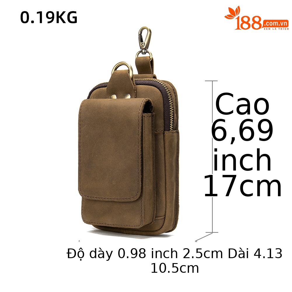 Túi đeo thắt lưng nam da chống nước đa năng, phù hợp đi làm, đi xe đạp, thể thao ngoài trời — Màu đen, Màu nâu, Cà phê