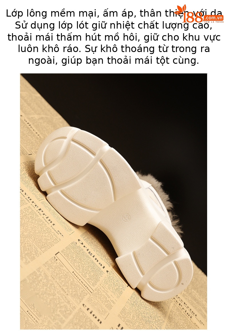 Bốt đi tuyết nữ cổ cao độn gót siêu cao, đế dày giữ ấm lót nhung — Màu đen lót nhung chi tiết 8