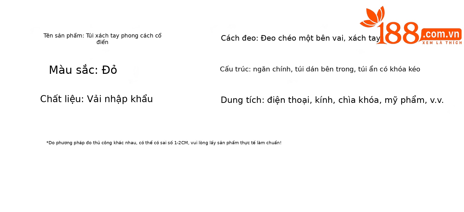 Túi xách tay nữ màu đỏ thêu hoa nổi phong cách Trung Hoa, dành cho cô dâu và mẹ cô dâu chi tiết 7