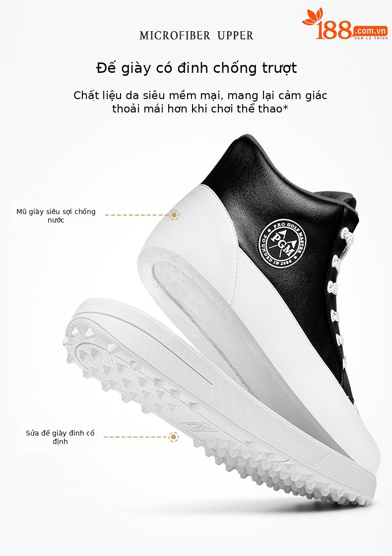 Giày golf PGM nữ chống thấm nước đế đinh cao su chống trượt — XZ317-Trắng đen chi tiết 5