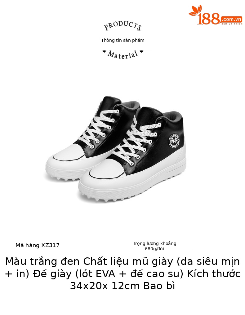 Giày golf PGM nữ chống thấm nước đế đinh cao su chống trượt — XZ317-Trắng đen chi tiết 7