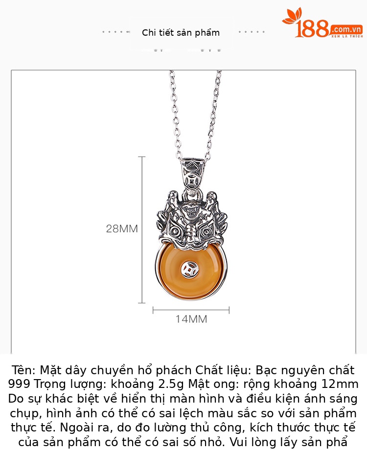 Mặt dây chuyền bạc S999 hình hươu bạc khảm hổ phách máu phong cách cổ điển — Mô hình hổ phách máu (không có dây chuyền) chi tiết 2