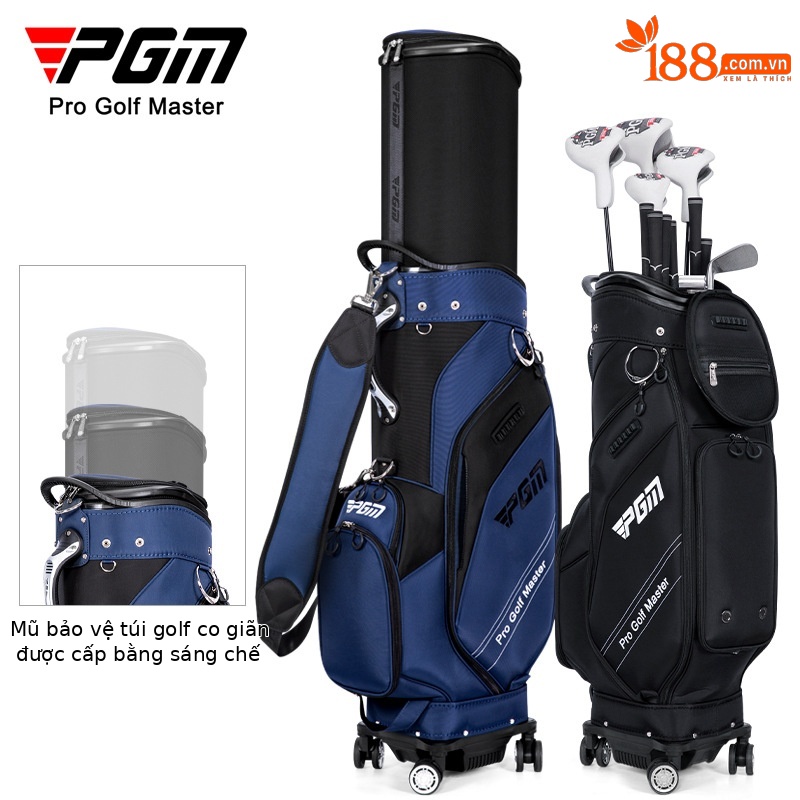 Túi đựng gậy golf PGM vỏ cứng chống nước, kéo bốn bánh, kích thước 127x40x27 cm — QB154-màu xám đen, QB154-màu xanh đen, QB154-Tất cả màu đen, QB154-màu xám đen (với che mưa)