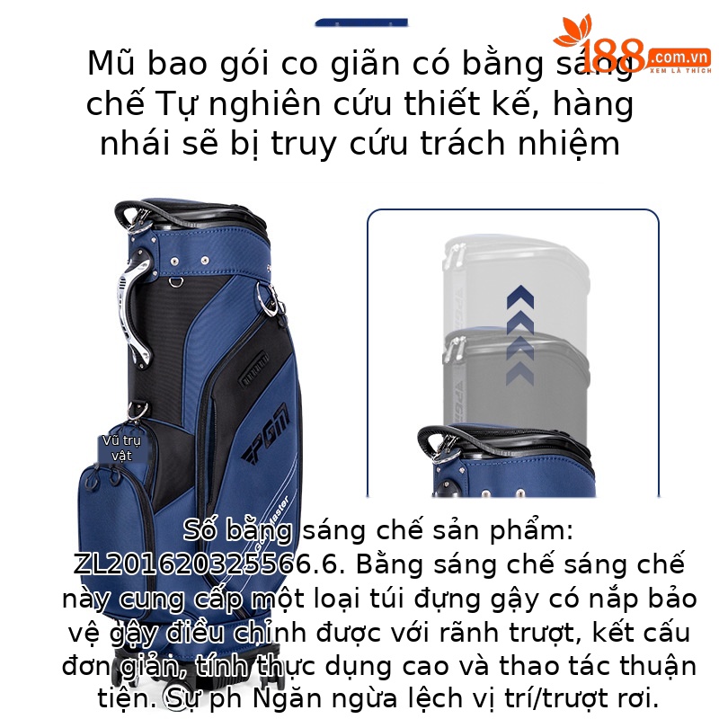 Túi đựng gậy golf PGM vỏ cứng chống nước, kéo bốn bánh, kích thước 127x40x27 cm — QB154-màu xám đen, QB154-màu xanh đen, QB154-Tất cả màu đen, QB154-màu xám đen (với che mưa)
