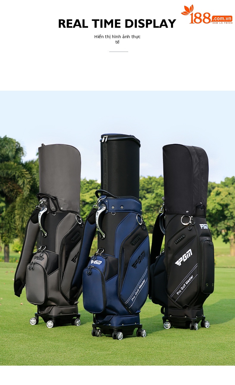 Túi đựng gậy golf PGM vỏ cứng chống nước, kéo bốn bánh, kích thước 127x40x27 cm — QB154-màu xám đen, QB154-màu xanh đen, QB154-Tất cả màu đen, QB154-màu xám đen (với che mưa) chi tiết 9