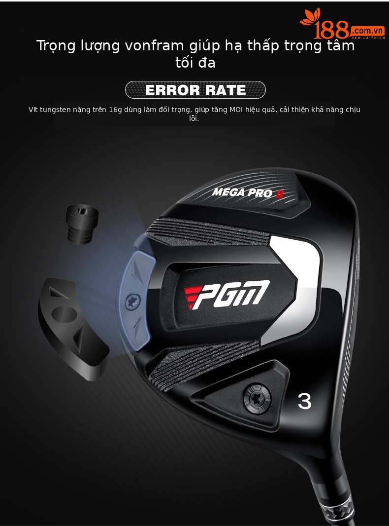 Gậy golf driver số 1 PGM MEGA PRO II hợp kim titan sợi carbon điều chỉnh độ nghiêng — Trục carbon loại R số 1 gỗ 10,5 độ (có nắp đầu gậy), Trình điều khiển trục carbon loại R 9 độ (có nắp đầu gậy), Trục carbon loại R 3 gỗ (có nắp đầu gậy), Trục carbon loại R 5 gỗ (có nắp đầu gậy) chi tiết 9