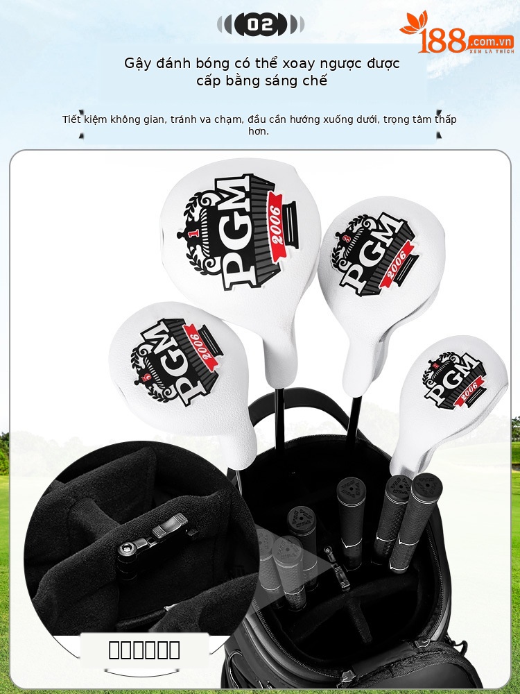 Túi golf PGM vỏ cứng bốn bánh đẩy phẳng, kích thước 127x25x38 cm, chất liệu da siêu mềm cao cấp — QB153-Màu đen, QB153-Màu be, QB153-Màu xanh lá cây, QB153-Màu hồng