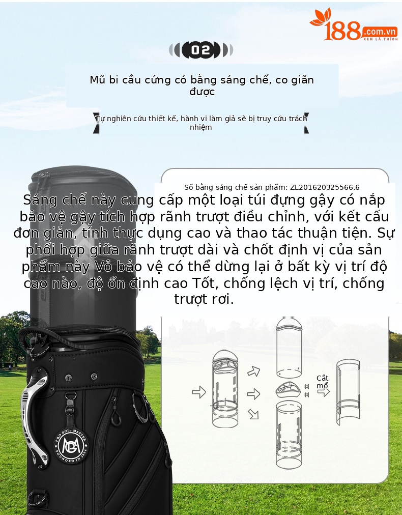Túi golf PGM vỏ cứng bốn bánh đẩy phẳng, kích thước 127x25x38 cm, chất liệu da siêu mềm cao cấp — QB153-Màu đen, QB153-Màu be, QB153-Màu xanh lá cây, QB153-Màu hồng chi tiết 6