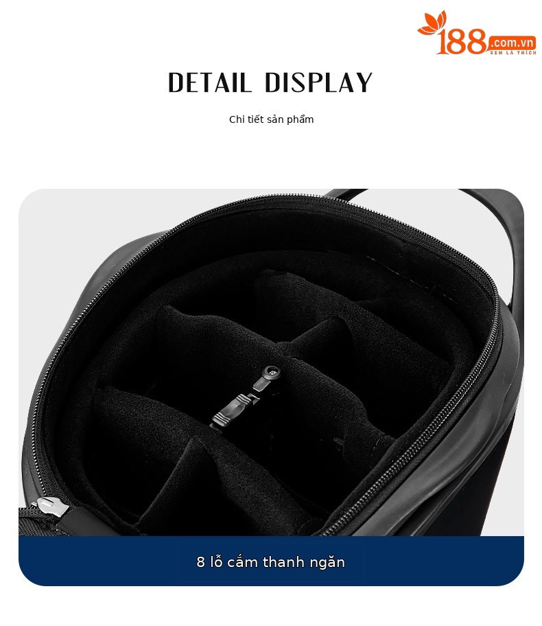 Túi golf PGM vỏ cứng bốn bánh đẩy phẳng, kích thước 127x25x38 cm, chất liệu da siêu mềm cao cấp — QB153-Màu đen, QB153-Màu be, QB153-Màu xanh lá cây, QB153-Màu hồng chi tiết 11