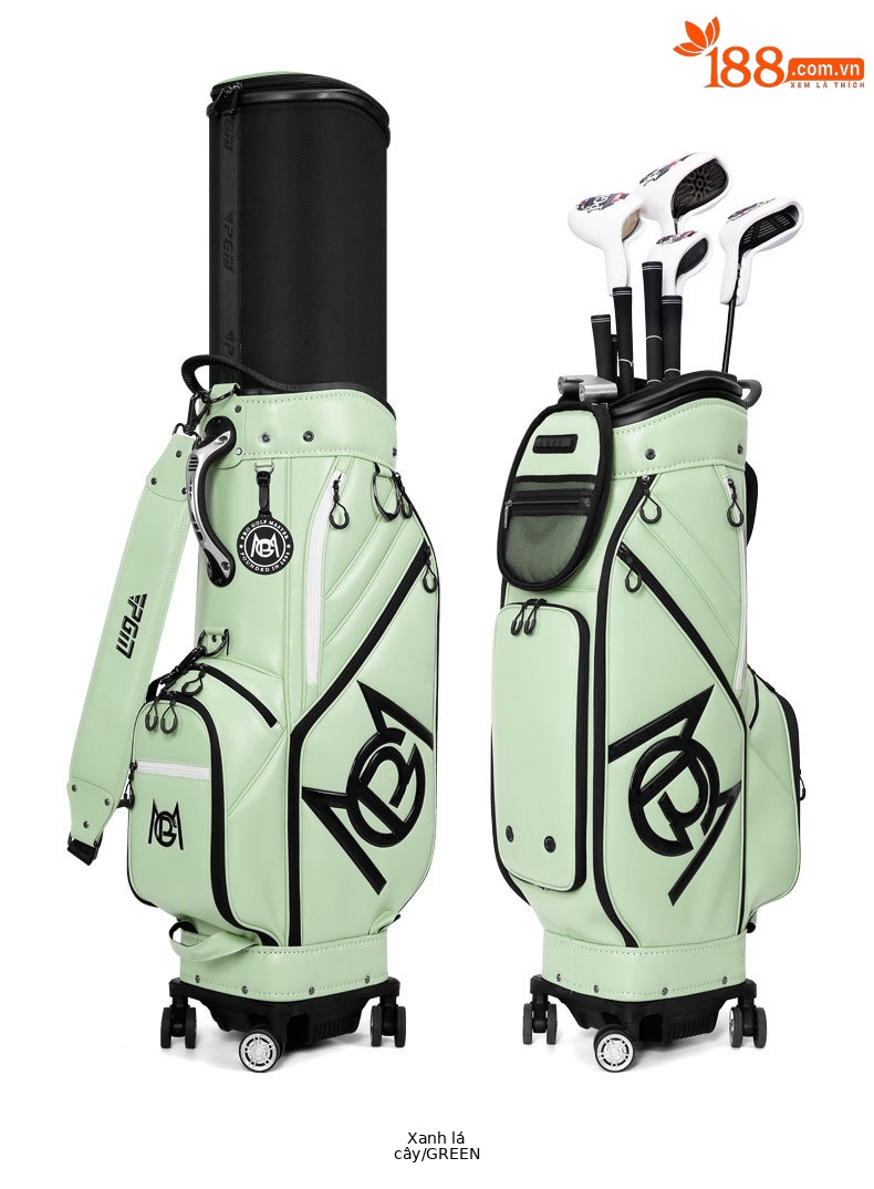 Túi golf PGM vỏ cứng bốn bánh đẩy phẳng, kích thước 127x25x38 cm, chất liệu da siêu mềm cao cấp — QB153-Màu đen, QB153-Màu be, QB153-Màu xanh lá cây, QB153-Màu hồng chi tiết 17