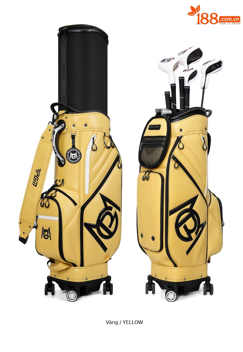Túi golf PGM vỏ cứng bốn bánh đẩy phẳng, kích thước 127x25x38 cm, chất liệu da siêu mềm cao cấp — QB153-Màu đen, QB153-Màu be, QB153-Màu xanh lá cây, QB153-Màu hồng chi tiết 19
